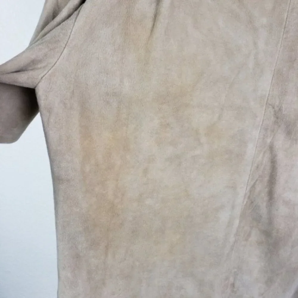 Vintage MONARCH New Zealand Genuine Suede Leather Shirt size S Tan/Stone Y2K